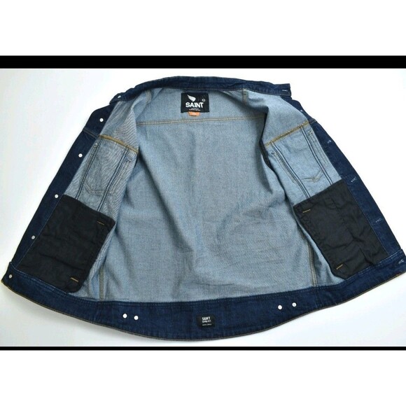Saint Unbreakable Denim Vest -M- Cotton-Dyneema Blend Blue SA1NT Motorcycle - Picture 6 of 10